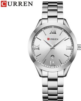 Casual Dames Polshorloge Rvs Jurk Vrouwen Horloges Kalender Analoge Quartz Vrouwelijke Klok Dames zilver