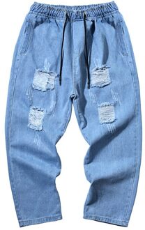 Casual Denim Slanke Broek Trend Mid-Taille Enkellange Broek Jeugd Tether Ripped Jeans Mannen broek