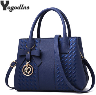 Casual Embroidery Women Handbags With Bow Designer PU Leather Shoulder Messenger Bag Office Lady Crossbody Tote Bag Female Purse