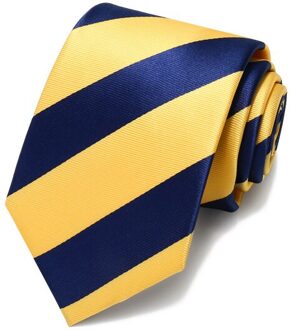 Casual Geel en marineblauw Gestreepte Stropdassen voor Mannen 7 cm Standaard Stropdas Wedding Party Mens Ties met Tie Box