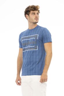 Casual Geruite T-shirt Ba23709 - maat S Blauw