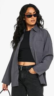 Casual Geweven Oversized Overhemd, Charcoal - 36