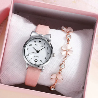 Casual Girl Watch for Kids Cute Leather Strap watch Lovely Children Quartz Wristwatch Student Clock Gift Relogio Feminino