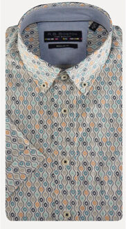 Casual hemd korte mouw regular fit grafische print 516670/207 Blauw - XXL