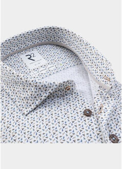 Casual hemd lange mouw blue paper plane print 132.wsp.003/045 Beige - 39 (M)