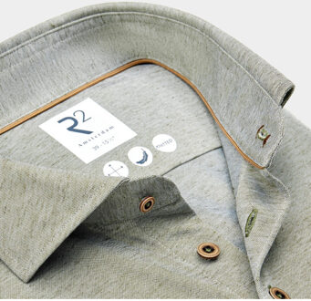 Casual hemd lange mouw linen cotton knitted 128.wsp.019/070 Groen - 43 (XL)