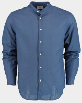 Casual hemd lange mouw linnen shirt lm 42540006b/235 ultramarine Blauw
