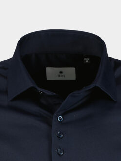 Casual hemd lange mouw napoli/navy - maat L Blauw