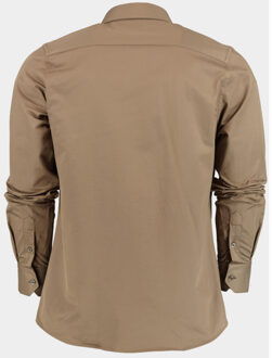Casual hemd lange mouw slim fit napoli/ecru - maat XL Bruin
