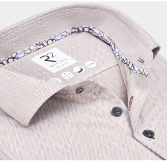 Casual hemd lange mouw solid herringbone knitted 130.wsp.005/045 Beige - 41 (L)