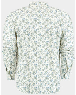 Casual hemd lange mouw technische print 42540024c/ts480a ecru/navy/jeans/cactus Veelkleurig