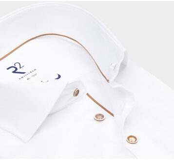 Casual hemd lange mouw widespread nos.twill.008/004 Wit - 45 (XXL)