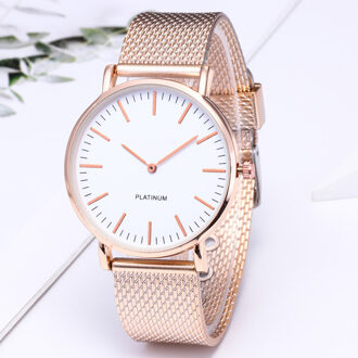 Casual Horloges Vrouwen Mannen Klassieke Quartz Rvs Polshorloge Armband Horloges Zwart Wit Dial Case goud