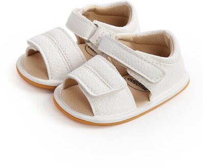 Casual Kinderen Leren Schoenen Baby Jongens Meisjes Kleding Sandalen Zachte Non-Slip Rubberen Zool Prewalker Platte Wandelschoenen wit / 0-6 Months