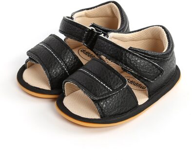 Casual Kinderen Leren Schoenen Baby Jongens Meisjes Kleding Sandalen Zachte Non-Slip Rubberen Zool Prewalker Platte Wandelschoenen zwart / 0-6 Months