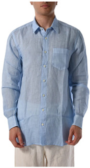 Casual Linnen Overhemd met knoopsluiting 120% Lino , Blue , Heren - 2Xl,Xl,L,M