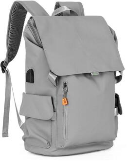 Casual Mannen Rugzak Usb Opladen Laprtop Rugzakken Outdoor Waterdichte Mannelijke Reizen Bagpack Schooltassen Voor Tiener Jongens licht grijs