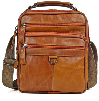 Casual Men Handbag Genuine Leather Shoulder Bag Men's Oil Wax Leather Messenger Bags bolsas Male Small Briefcases Crossboday Bag