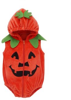 Casual Mode Baby Kleding Cartoon Pompoen Leuke Hooded Zipper Mouwloos Vest Kids Kledingstuk Halloween Kleding Voor Jongens Meisjes 24M