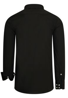 Casual overhemd met dubbele knoopsluiting Zwart - XL