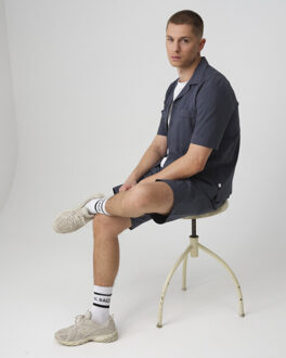 casual overhemd met korte mouwen aaron - maat L Blauw