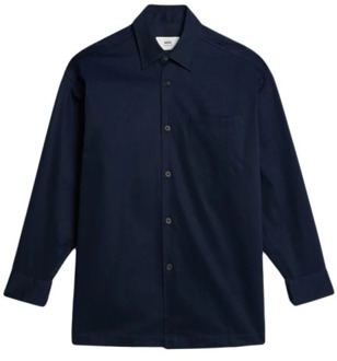 Casual Oversized Katoenen Overhemd Ami Paris , Blue , Heren - M,S