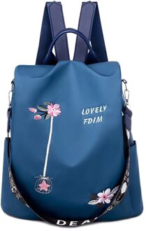 Casual Oxford Doek Rugzak Bloem Geborduurde Schoudertas School Book Tassen Vrouwen Dagelijks Reizen Anti-Diefstal Rugzak Rugzak stijl 1 blauw