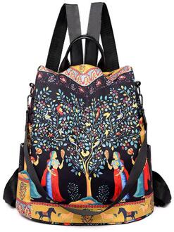 Casual Oxford Doek Rugzak Bloem Geborduurde Schoudertas School Book Tassen Vrouwen Dagelijks Reizen Anti-Diefstal Rugzak Rugzak Tree