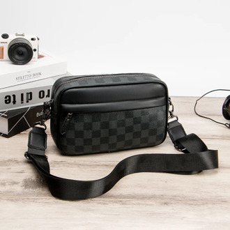 Casual Plaid Men Crossbody Bags Fashion Soft Zipper Messenger Bags For Male Vintage Man Single Shoulder Bag