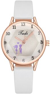 Casual Quartz Valentijnsdag Horloge Luxe Koppels Boutique Armband Horloge Ronde Gedrukt Wijzerplaat Pu Lederen Band Horloges 01