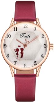 Casual Quartz Valentijnsdag Horloge Luxe Koppels Boutique Armband Horloge Ronde Gedrukt Wijzerplaat Pu Lederen Band Horloges 02