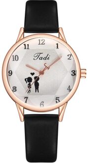 Casual Quartz Valentijnsdag Horloge Luxe Koppels Boutique Armband Horloge Ronde Gedrukt Wijzerplaat Pu Lederen Band Horloges 05