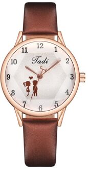 Casual Quartz Valentijnsdag Horloge Luxe Koppels Boutique Armband Horloge Ronde Gedrukt Wijzerplaat Pu Lederen Band Horloges 06