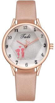 Casual Quartz Valentijnsdag Horloge Luxe Koppels Boutique Armband Horloge Ronde Gedrukt Wijzerplaat Pu Lederen Band Horloges 07