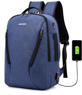 Casual Rugzakken Mannen Rugzak Usb Opladen Anti-Diefstal Laptop Schoudertassen Business Travel Bagpack College Schooltassen blauw