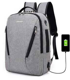 Casual Rugzakken Mannen Rugzak Usb Opladen Anti-Diefstal Laptop Schoudertassen Business Travel Bagpack College Schooltassen grijs