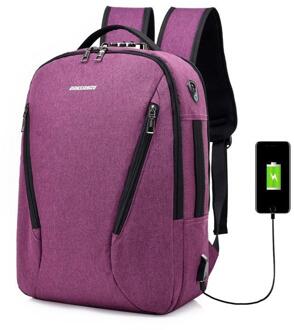 Casual Rugzakken Mannen Rugzak Usb Opladen Anti-Diefstal Laptop Schoudertassen Business Travel Bagpack College Schooltassen paars