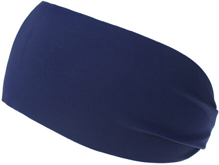 Casual Sport Haarband Elastische Brede Blend Yoga Haarbanden Oefening Vrouwen Mannen Hoofdband Zweetband Pure Kleur marine blauw