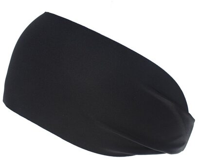 Casual Sport Haarband Elastische Brede Blend Yoga Haarbanden Oefening Vrouwen Mannen Hoofdband Zweetband Pure Kleur zwart