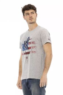 Casual T-shirt met Amerikaanse Vlag - maat M Grijs