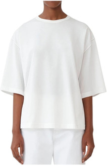 Casual T-shirt met uniek ontwerp Fabiana Filippi , White , Dames - S,Xs,2Xs