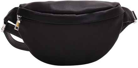 Casual Taille Tas Toevallige Vrouwen Borst Bag Schoudertassen Vrouwelijke Pu Lederen Riem Zakken Vrouwelijke Bolso Fanny Pack zwart waist zak