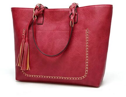 Casual Vintage Vrouwen Schoudertas Pu Versatial Tassen Mode Vrouwelijke Handtassen Grote Capaciteit Messenger Tassen rood