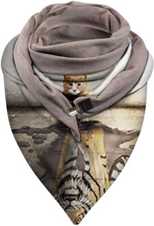 Casual Vrouwen Herfst Winter Winddicht Warm Double-Layer Sjaal Gebreide Sjaal Dames Prints Shawl Wrap Vrouwelijke Sjaals Gesp Sjaal