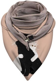 Casual Vrouwen Herfst Winter Winddicht Warm Double-Layer Sjaal Gebreide Sjaal Dames Prints Shawl Wrap Vrouwelijke Sjaals Gesp Sjaal