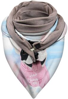 Casual Vrouwen Herfst Winter Winddicht Warm Double-Layer Sjaal Gebreide Sjaal Dames Prints Shawl Wrap Vrouwelijke Sjaals Gesp Sjaal