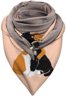 Casual Vrouwen Herfst Winter Winddicht Warm Double-Layer Sjaal Gebreide Sjaal Dames Prints Shawl Wrap Vrouwelijke Sjaals Gesp Sjaal