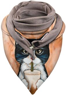 Casual Vrouwen Herfst Winter Winddicht Warm Double-Layer Sjaal Gebreide Sjaal Dames Prints Shawl Wrap Vrouwelijke Sjaals Gesp Sjaal