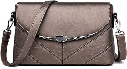 Casual Vrouwen Lederen Tas Luxe Handtassen Vrouwen Schouder Crossbody Tassen Voor Vrouwen Tas Portemonnees En Handtassen bronzen