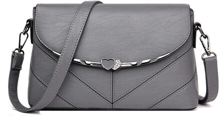 Casual Vrouwen Lederen Tas Luxe Handtassen Vrouwen Schouder Crossbody Tassen Voor Vrouwen Tas Portemonnees En Handtassen grijs